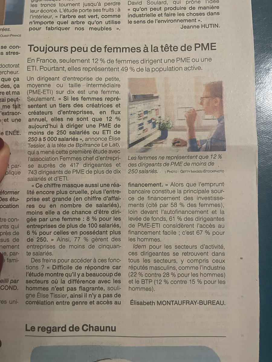 ⚠️ Les PME et ETI représentent 49% de la population active mais ne sont dirigées qu’à 12% par des femmes - une étude par @FCE <a href="/OuestFrance/">Ouest-France</a> <a href="/marieeloyfdeb/">Marie Eloy</a> <a href="/cathbarba/">catherine barba</a> @bibicheri <a href="/mccapobianco/">M-C Capobianco</a> <a href="/Tatianajama/">Tatiana jama 🍋</a> <a href="/Bpifrance/">Bpifrance</a>