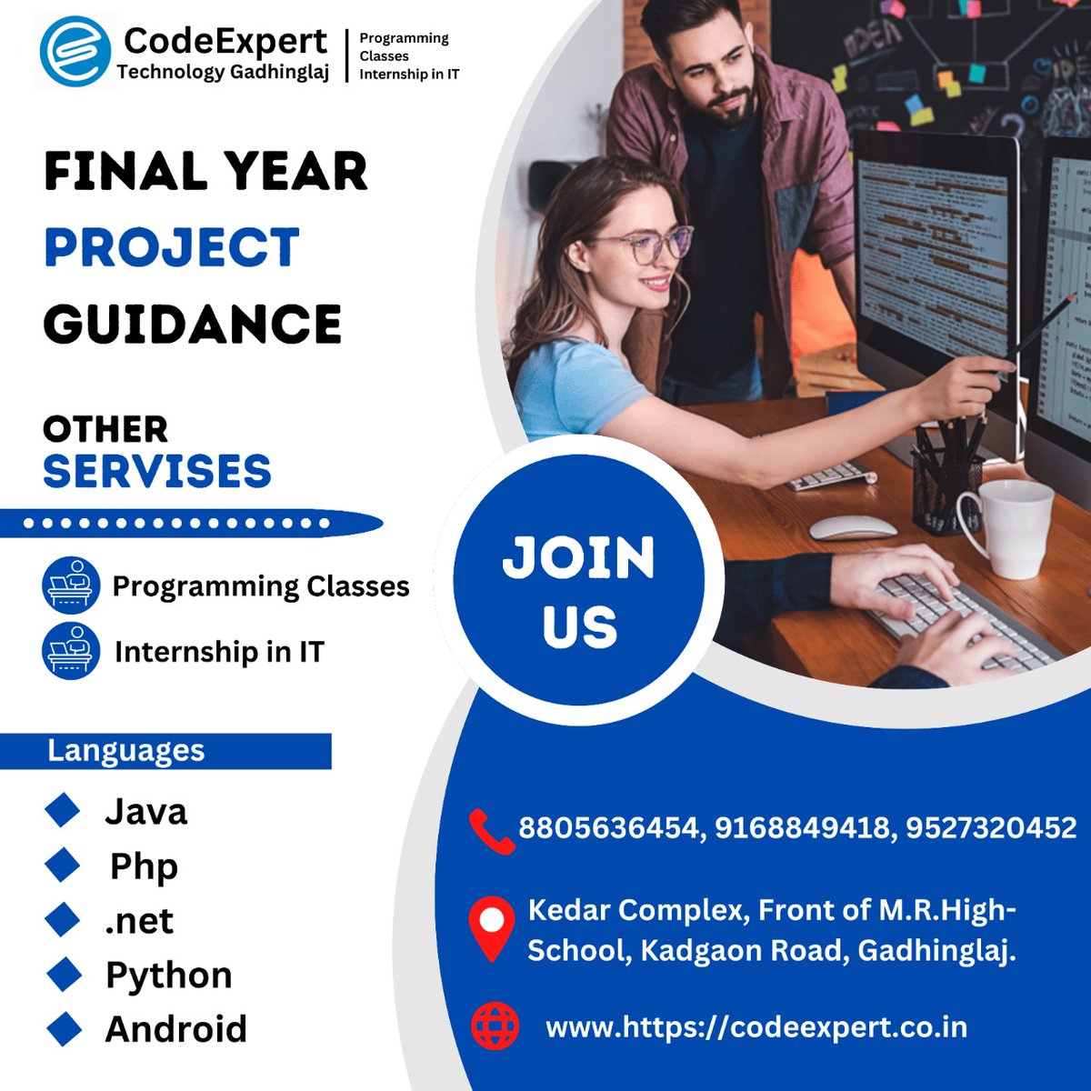 CodeexpertTech's tweet image. CodeExpert Technology Gadhinglaj Final Year Project Guidance
codeexpert.co.in/contact