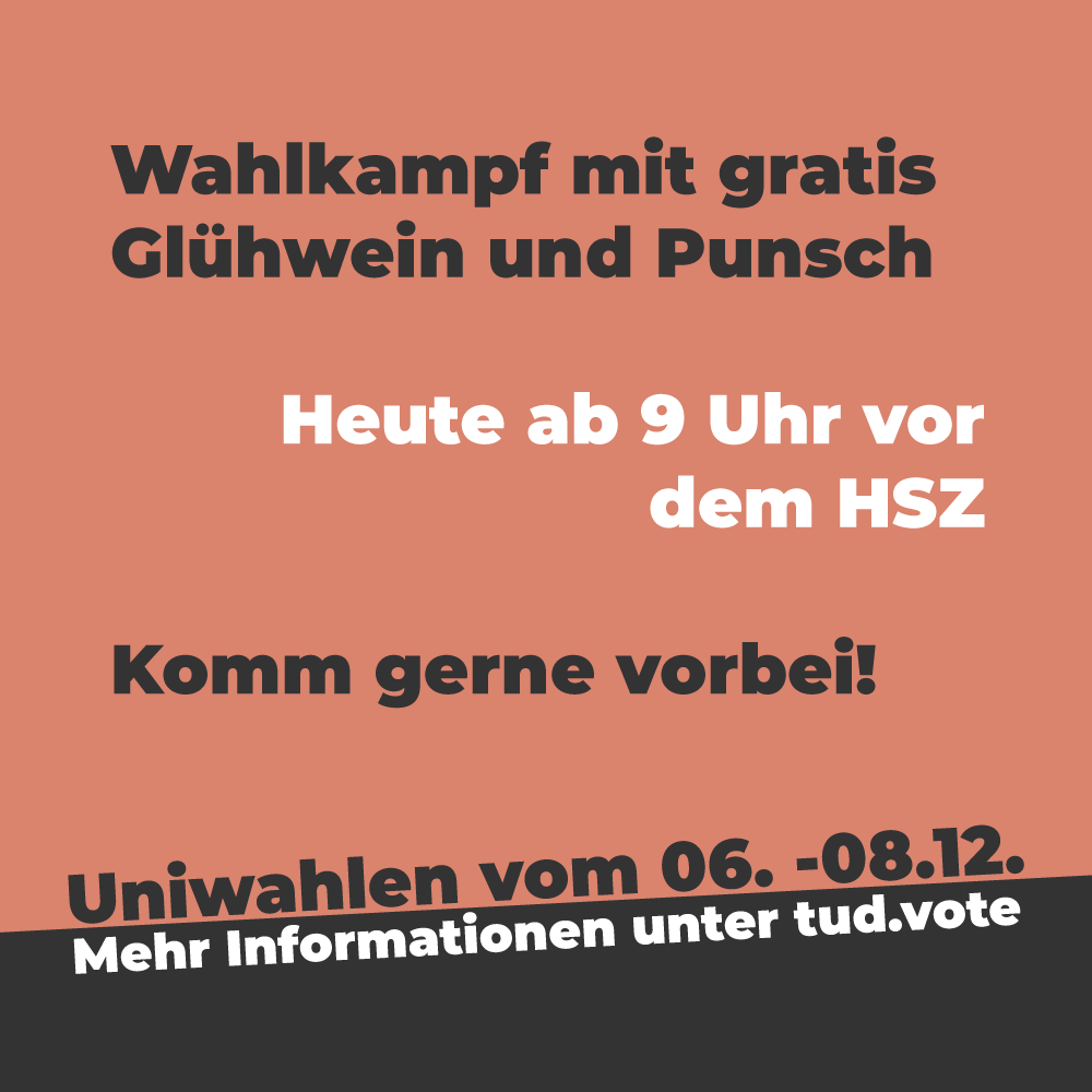 Heute stehen wir ab 9 Uhr vor dem HSZ, kommt gerne vorbei! 🎉