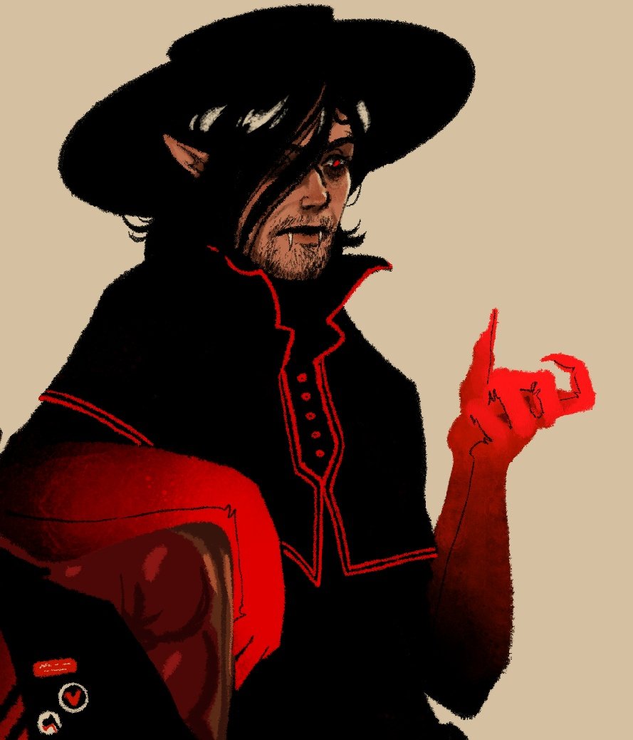 Eitrad's tweet photo. It's a goth, it's a male wife, it's a Dionysian-level hedonist; my vampire oc Skrilliant, in all its dark and brooding glory :D https://t.co/WuWAxuGpR4