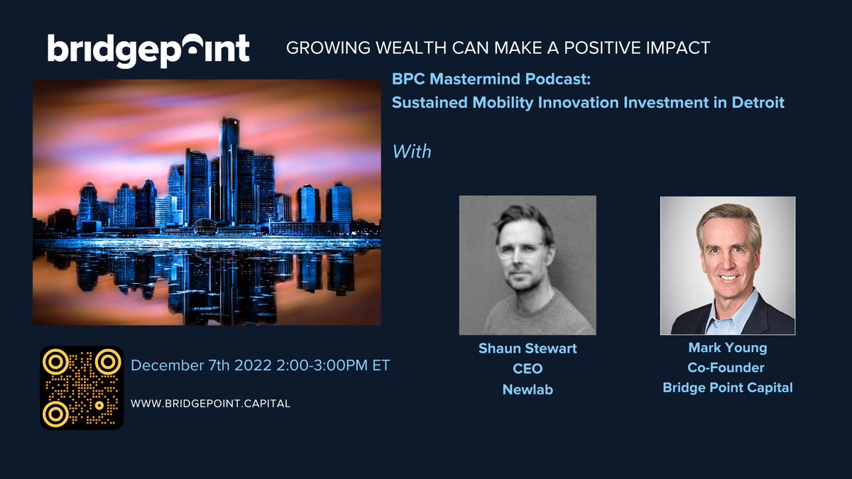 BPC_Offical's tweet photo. BPC #Mastermind Podcast: Sustained Mobility Innovation Investment in #Detroit

Date &amp; Time: Wednesday December 7th, 2 pm to 3 pm ET

Free registration now opens --> https://t.co/n3JeqtbvUz

#investment #newlab #innovation https://t.co/KRFMIxUyWL