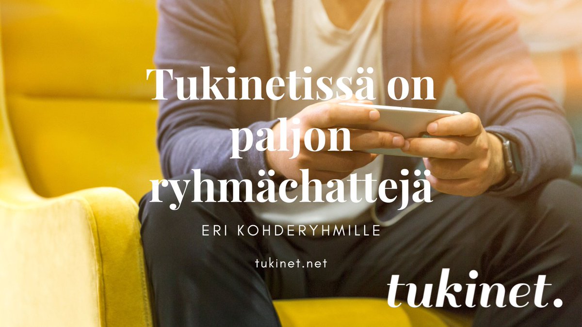 Ma 5.12. ryhmächatit <a href="/TukinetNet/">Tukinet Net</a>

Klo
10.30 Tukiyhdistys Majakan Mieletön-chat
14 Hyvän mielen talon #Vertaistukea masennukseen-chat
16 Suomen ME/CFS-yhdistyksen Me/#cfs-vertaischat
17 <a href="/veturointi/">Veturointi</a> VETUROINTI-chat
19 @SimpukkaRy:n Helminauha #vertaischat
tukinet.net