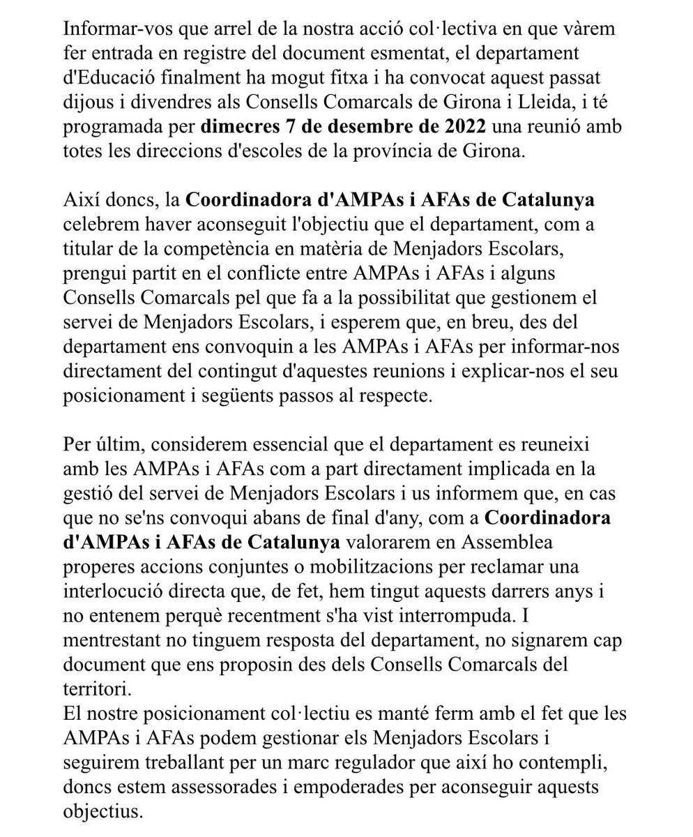 Coordinadora AMPAs i AFAs Catalunya tweet media