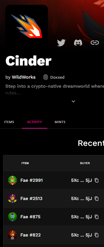 Tacolord420's tweet photo. we're just up sweeping some @CinderNFT faes. Getting a nice little collection. #NFTs #BlockchainGames https://t.co/5imloNIOR7