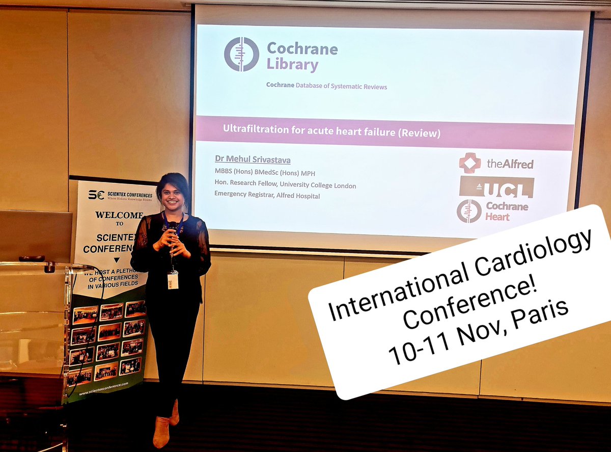 NNT=10. Ultrafiltration reduces cardiac rehospitalisations in Acute heart failure. Is the benefit worth the risks? 

Privileged to share my Cochrane Review at the International Cardiology Conference in Paris. 

<a href="/CochraneHeart/">Cochrane Heart Group</a>
<a href="/escardio/">European Society of Cardiology</a> <a href="/ucl/">UCL</a>