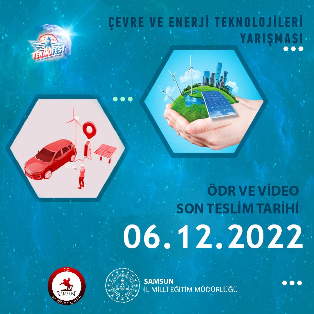 samsunarge's tweet photo. Teknofest 2023 
Çevre ve Enerji Teknolojileri Yarışması 
Ön Değerlendirme Raporlarının (ÖDR) ve Proje Tanıtım Videolarının Son Teslim Tarihi: 
6 Aralık 2022 

https://t.co/0uI1elQj2r

@zulkifdagli
@muratagar60
@samsunmem
@teknofest https://t.co/jiROKJlsjS