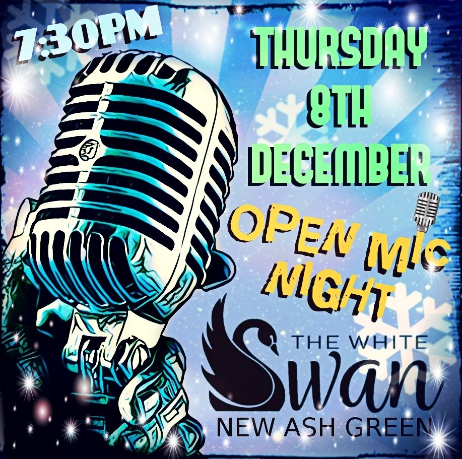 SantinoFabMusic's tweet photo. Tis the season to be Jolly, fa la la la la it's Open Mic Night Thursday 8th December - 7:30pm - The White Swan - New Ash Green. All acts, abilities, styles, xmas jumpers, tinsel and lights are all welcome. 🎸🎄🎹❄️🎙
#livemusic #openmic #kentopenmic #whiteswan #ashgreen #december https://t.co/T3EkLDH7hr