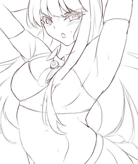 プラチナちゃんのおなかと腋を描きます 