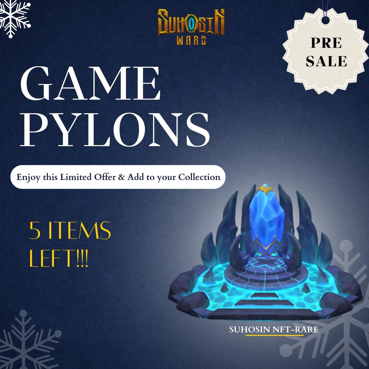 suhosinwars's tweet photo. Don't think twice. Time is running out!
There are only 5 Rare Pylons left. Don't delay, purchase today!
Buy Now⬇️
https://t.co/4BHYKsc6AI
Join us!
https://t.co/SJBNH83tMo
#nft
#nftgames
#web3
#mmropg https://t.co/l1fMOquwAA