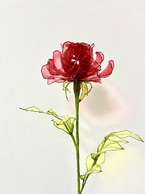 アメリカンフラワー薔薇ワイヤー作りは簡単だけどディップして組み立てるのが難しかった。でもめちゃくちゃ可愛い!満足いく仕上がりになってよかった 