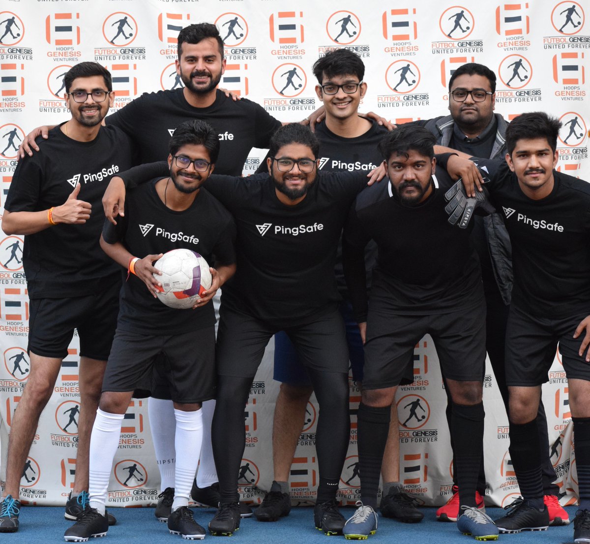 PingsafeAI's tweet image. ⚽FIFA fever takes over the @PingsafeAI team! 🔥Our super pumped-up squad just before the game.

#teamthatplaystogetherstaystogether #corporatefootball #meettheteam