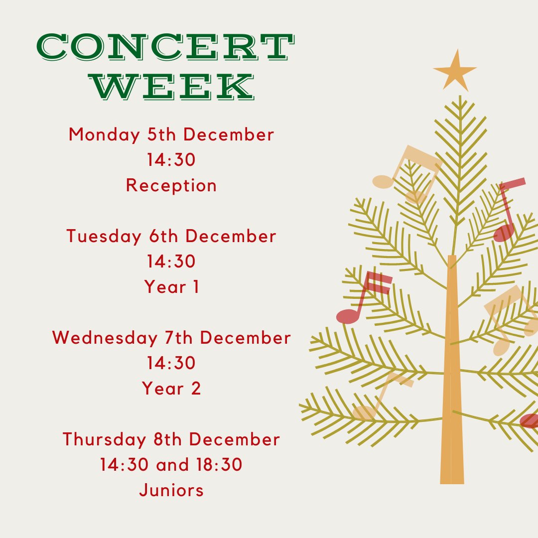 It's concert week! The children are so excited to perform their plays and carol service for their families this week. Please note there are four tickets per family for infant plays and two tickets per family for each junior performance. We can't wait to see you there!