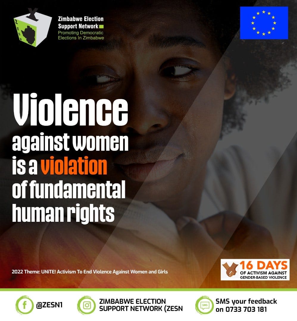 #16DaysOfActivism 

Lets #UNiTE &amp; end the violation of fundamental human rights  

<a href="/ParliamentZim/">Parliament of Zimbabwe</a> <a href="/GenderZimbabwe/">Zimbabwe Gender Commission</a>  <a href="/euinzim/">EU Delegation to Zimbabwe 🇪🇺</a> <a href="/femprist/">femprist femprist</a> <a href="/WCOZIMBABWE/">Women's Coalition of Zimbabwe</a> <a href="/WalpeAcademy/">Women's Academy for Leadership</a> <a href="/weleadteam/">WELEAD AFRICA</a> <a href="/MUSASAZIM/">MUSASA</a> <a href="/wlsazim/">Women and Law in Southern Africa - Zimbabwe</a> <a href="/lawsocietyofzim/">Law Society of Zimbabwe</a> <a href="/YoungWomenInst/">Young Women</a> <a href="/unwomenzw/">UN Women Zimbabwe</a> <a href="/zhrc365/">Zimbabwe Human Rights Commission</a> <a href="/ZimWomenLawyers/">ZWLA</a> <a href="/ercafrica/">ERC Africa</a>