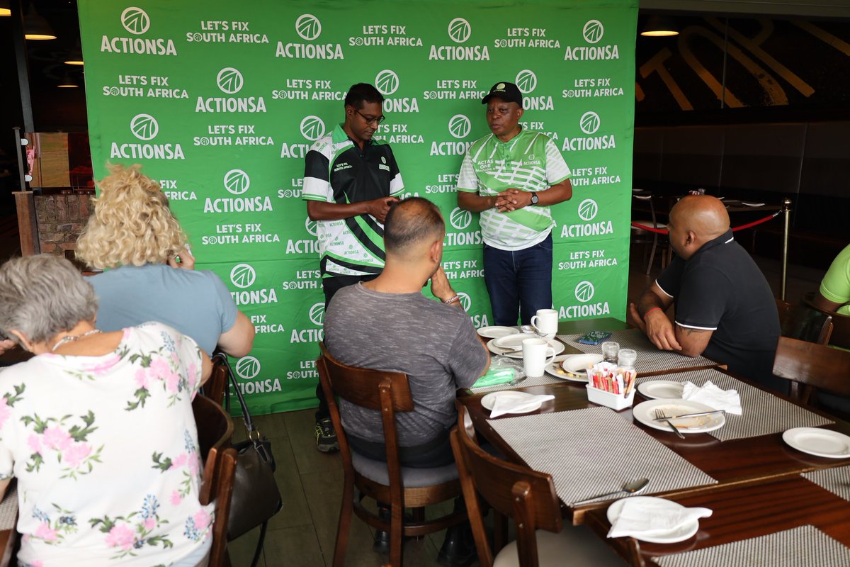 Action4SA's tweet photo. Activist breakfast underway at Newcastle in appreciation of activists who played a pivotal part to work the ground towards the 2021 Local Government Election.
Newcastle has made history in being the first ward which ActionSA contested and won.
#ReadyForAction
#LetsFixNewCastle https://t.co/ruA8kubrXu