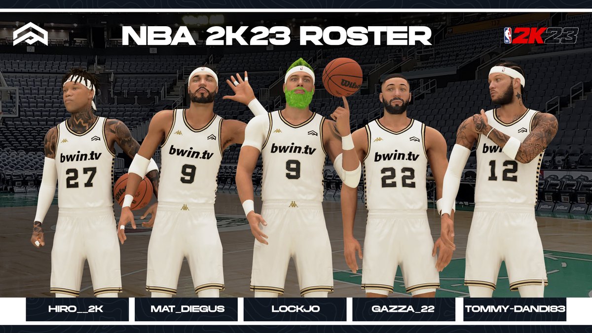 [#NBA2K]

Il nostro "Dream Team" è tornato siamo pronti a dare battaglia su <a href="/NBA2K/">NBA 2K</a> 

🏀Official Roster 2023🏀

@2kdiegus
@jopa2k
@gerry_falanga
@tsorgetti
<a href="/hirothenorth27/">HIRO__2K</a>
<a href="/lil_swish__/">lil_swish__</a>
@zoff_69

#OPWIN #NBA #BWINTV