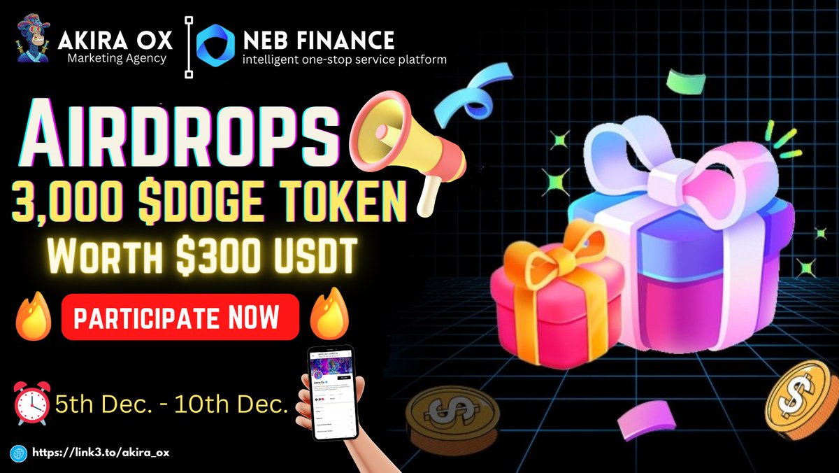 Akira OX 🟡 (@akira_ox004) on Twitter photo 😍😍 #Massive FCFS Airdrop #Giveaway With @NEBfinance 🥳🥳
🏆Prize Pool🏆
3,000 $DOGE Token Airdrop
To Enter 👇
✅Follow <a href="/Akira_OX004/">Akira OX 🟡</a> & @NEBfinance
✅❤,RT & Tag 3 Friend
✅FINISH Gleam : wn.nr/gzKPXE
⏰10th Dec.
#Airdrop #FreeToken #DOGE #ReferAndEarn #FCFS #Earn 😍😍 #Massive FCFS Airdrop #Giveaway With @NEBfinance 🥳🥳
🏆Prize Pool🏆
3,000 $DOGE Token Airdrop
To Enter 👇
✅Follow <a href="/Akira_OX004/">Akira OX 🟡</a> & @NEBfinance
✅❤,RT & Tag 3 Friend
✅FINISH Gleam : wn.nr/gzKPXE
⏰10th Dec.
#Airdrop #FreeToken #DOGE #ReferAndEarn #FCFS #Earn