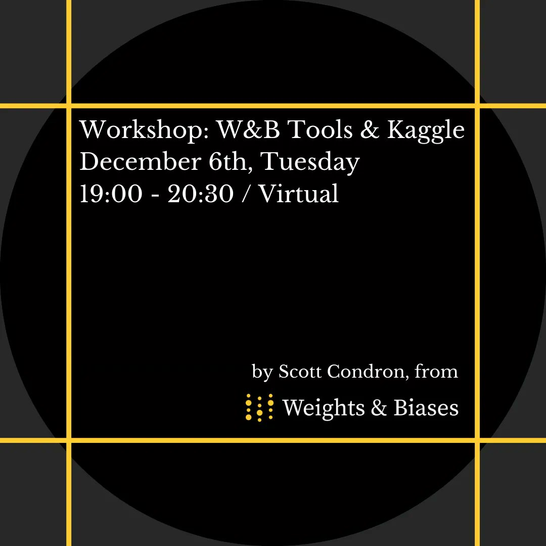 KU_ACM's tweet photo. Weights &amp; Biases organizes a workshop tomorrow! Scott Condron, a Machine Learning Engineer at Weights &amp; Biases, will give the basics of W&amp;B Tools and Kaggle. Afterwards, there is a competition where students have a chance to win cool prizes! 

Link: https://t.co/h1hIQk6Ja6 https://t.co/jdS6vdFNmk