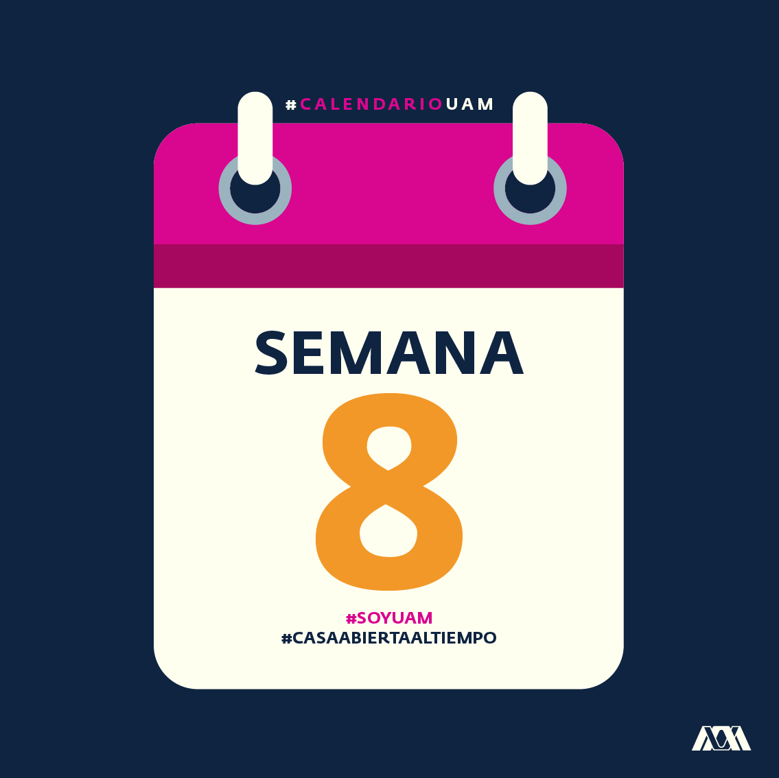 🗓 ¡Éxito en la semana 8 de actividades!
.
#CalendarioUAM #UAM #SoyUAM
#CasaAbiertaAlTiempo #UAMComunicativa