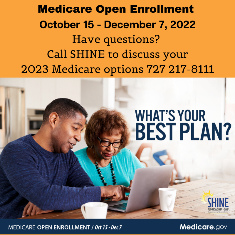 agingcarefl's tweet photo. It's Open Enrollment Season! Do you have questions about #Medicare? Call our SHINE team for free, unbiased information about all of your options.

#Medicare #FLDOEA #SHINE https://t.co/nvkX7e56FP