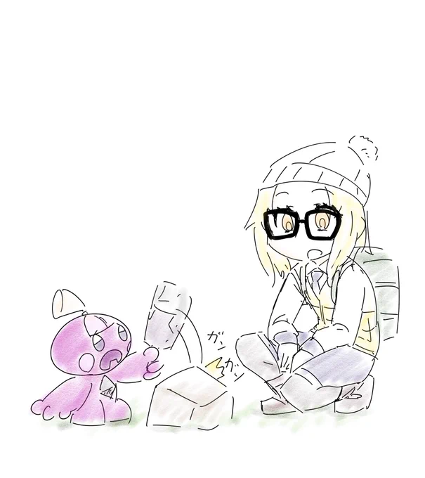形を整えるカヌチャン 