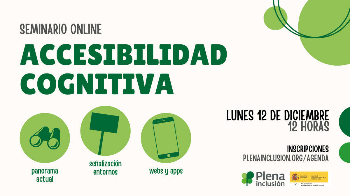 PlenaMadrid's tweet photo. 📢 ¡Apúntate!

🌍 Queremos hacer que el mundo sea cada vez más fácil de entender, por eso @Plenainclusion organiza un seminario online sobre Accesibilidad Cognitiva:

▶️Panorama actual
▶️Señalización entornos
▶️Webs y Apps

🤳Inscríbete aquí: https://t.co/4ezk8TsdNe https://t.co/Kcq6tcObvt