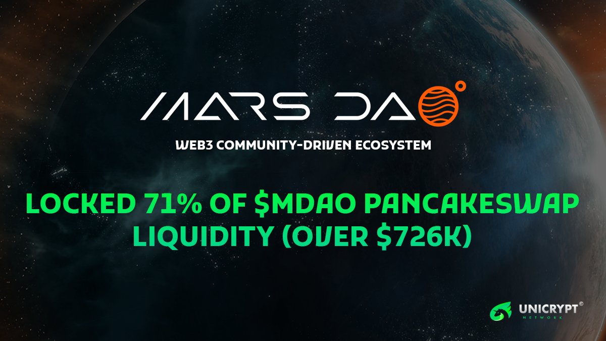 UniCrypt Network on Twitter "The 0xMarsDAO devs have locked over