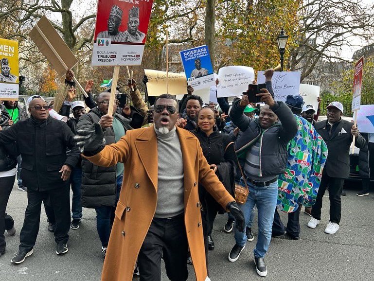 Reno Omokri (@renoomokri) on Twitter photo The #HarassTinubuOutofLondon Protest Against Drug Lord Tinubu at Chatham House was a resounding success! The British media were there and Tinubu was projected to them for what he is, a KNOWN DRUG LORD! That is what will be remembered of his <a href="/ChathamHouse/">Chatham House</a> event!
#TableShaker The #HarassTinubuOutofLondon Protest Against Drug Lord Tinubu at Chatham House was a resounding success! The British media were there and Tinubu was projected to them for what he is, a KNOWN DRUG LORD! That is what will be remembered of his <a href="/ChathamHouse/">Chatham House</a> event!
#TableShaker