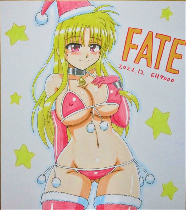 12月の色紙、サンタビキニフェイトさん、完成しました～😆😊 