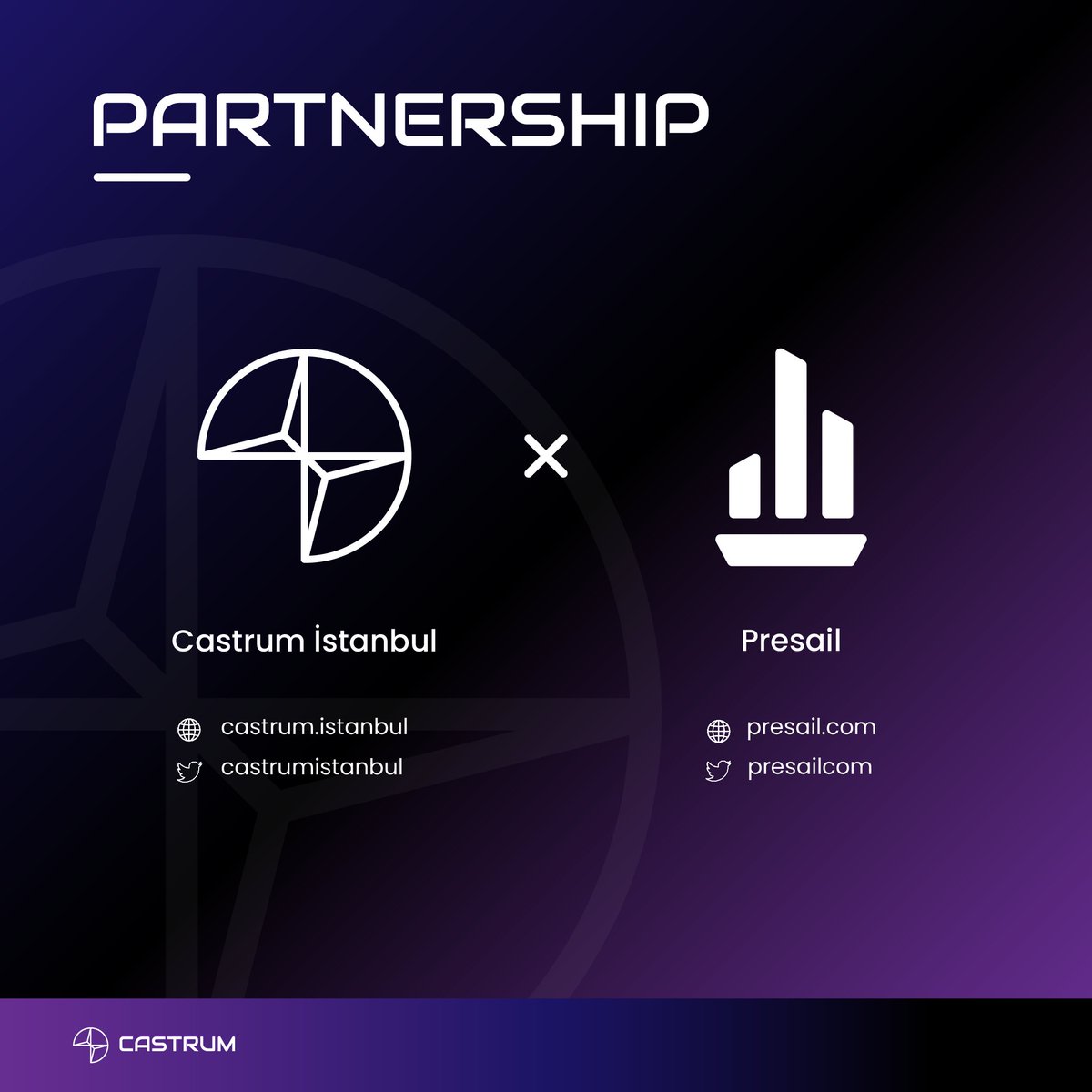 castrumistanbul's tweet photo. Castrum is happy to announce the partnership with @presailcom, and hopes this collaboration will open new gates for both! Presail automatically reconciles every investor, project, sheet, and form - eliminating tons of manual work for investment communities.

#Crypto #Blockchain https://t.co/AEnVtQgqsr