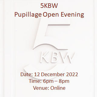 5KBW's tweet image. We are holding an online Pupillage Open Evening on 12th December 2022.  Please find more information on our website: 5kbw.co.uk/resources/view…