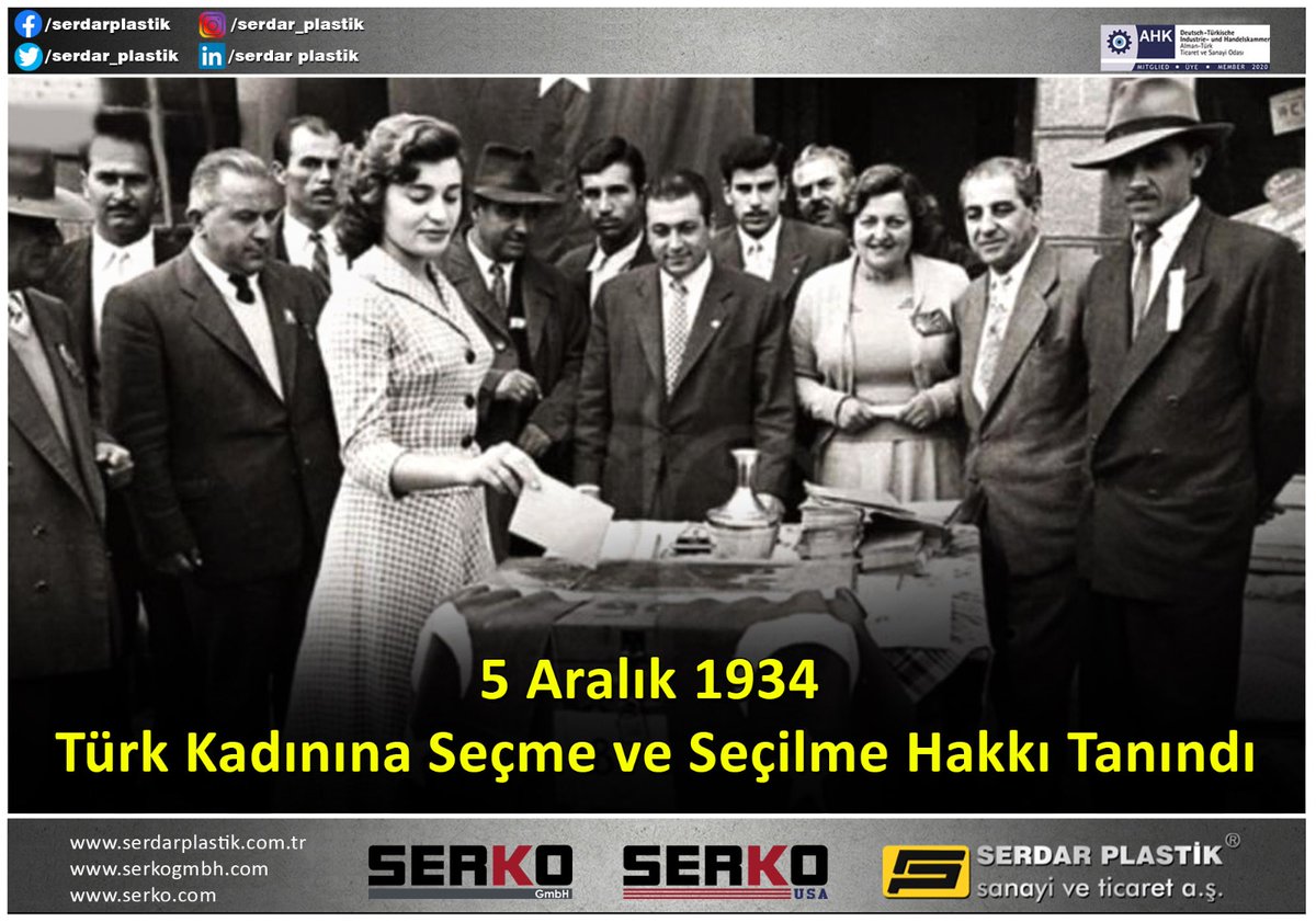 Serdar_Plastik's tweet photo. Dünyada Herşey  Kadının Eseridir. M. Kemal Atatürk

Tüm kadınlarımızın 5 Aralık Dünya Kadın Hakları Gününü Kutluyor ve bu günde Türk Kadınına birçok Avrupa Ülkesinden önce seçme ve seçilme hakkını tanıyan Ulu Önderimizi saygı ve şükranla anıyoruz.
#5Aralık
#SERKO https://t.co/q2GqSXpfHO