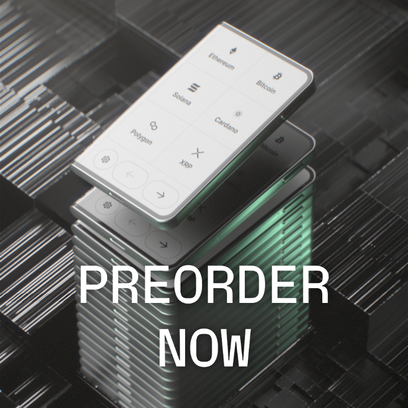 Ledger's tweet photo. In Ledger Stax we trust. Our most advanced and customizable Ledger yet, Ledger Stax is a touchscreen device made to protect your most valuable digital assets. Preorder now!