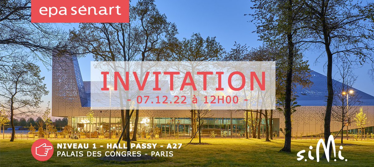 epasenart's tweet photo. Retrouvez l'EPA Sénart au #Simi2022
Stand A27 - Niveau 1 - Hall Passy
📅 RDV le 7/12/2022 pour un temps fort consacré au #CarréSénart, centralité reconnue à l’échelle francilienne et à l’opportunité d’y implanter une nouvelle #offrehôtelière
Plus d'infos👉https://t.co/pi9bApfUcG https://t.co/vjuc1s2Vom