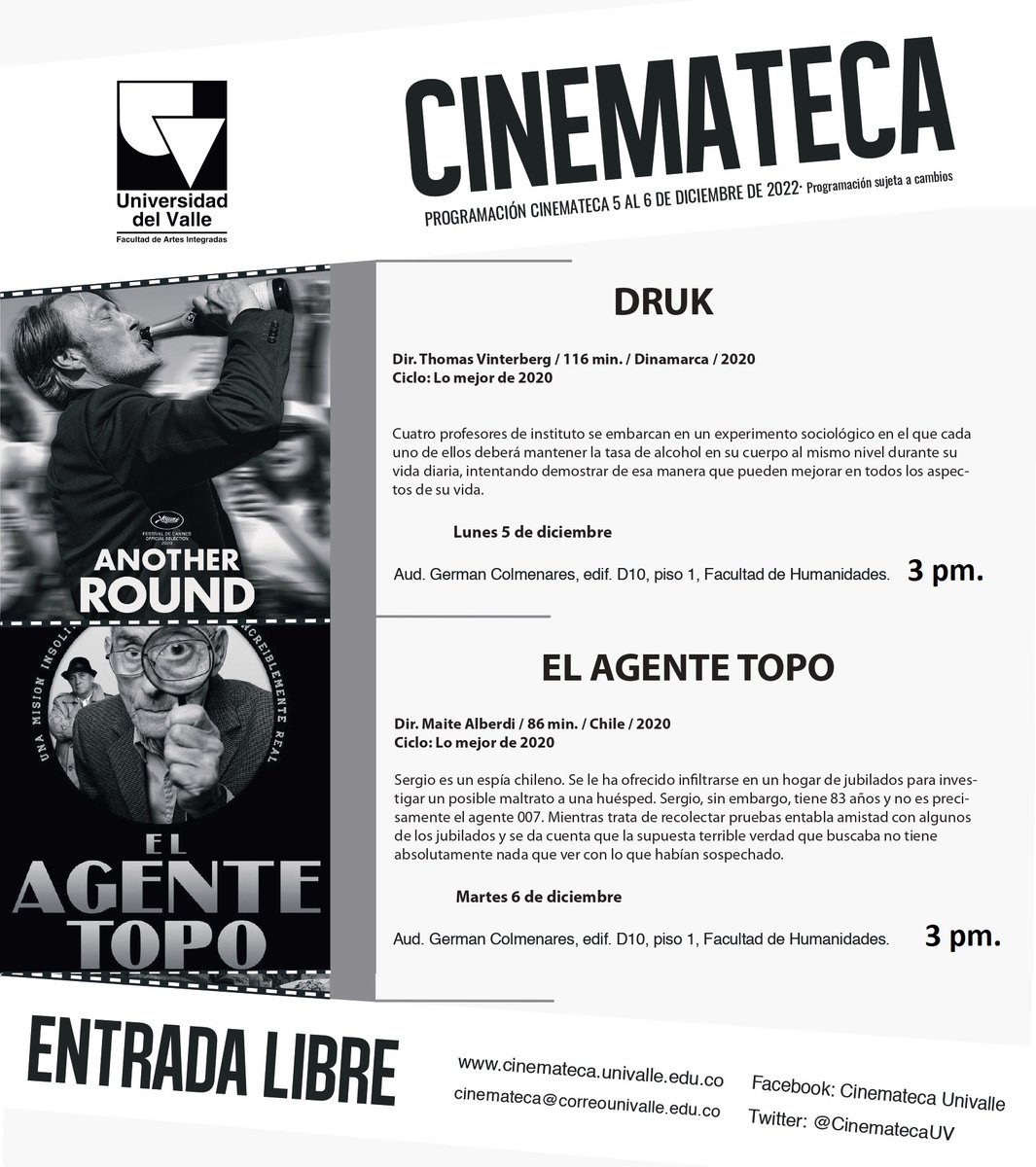 CinematecaUV's tweet photo. Vea el 5 y 6 de diciembre el @UnivalleCol 
https://t.co/gvwZ5DjyAO https://t.co/MqdMdIG7Va