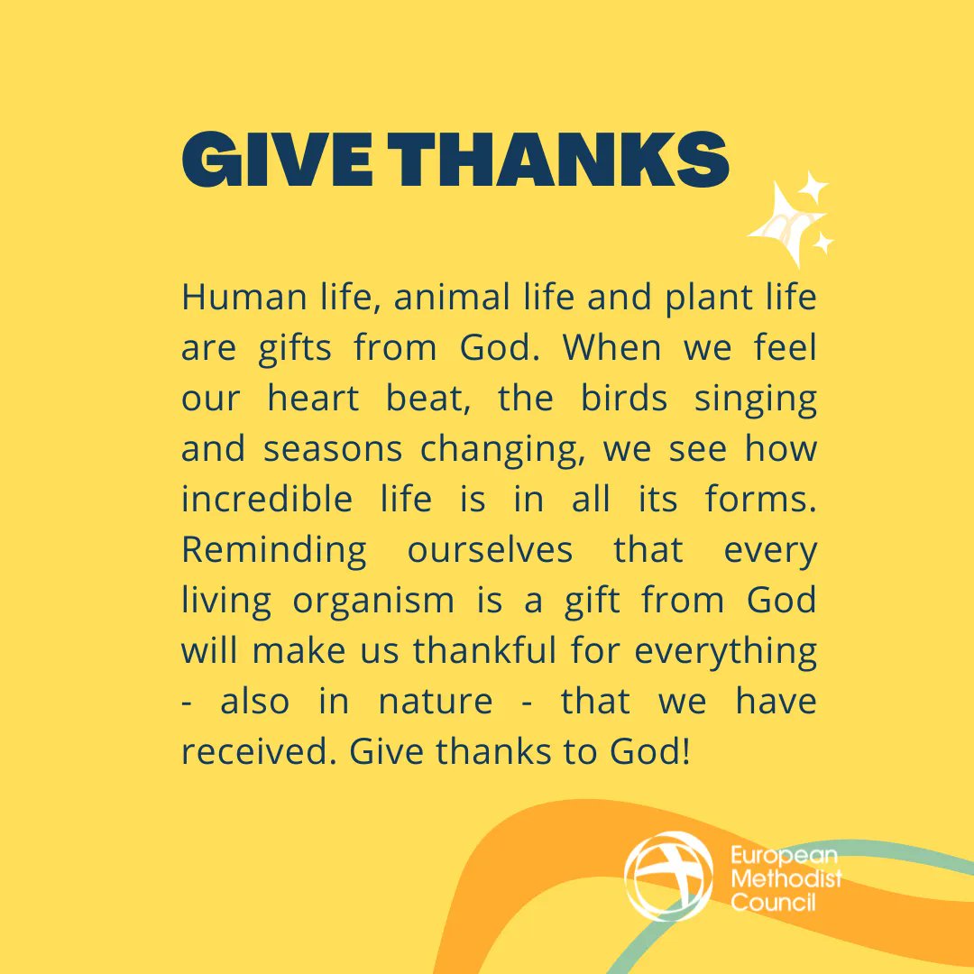 As the European Methodist Youth Climate Team we want to share some quotes as we are approaching Christmas.
The first quote of today is GIVE THANKS .