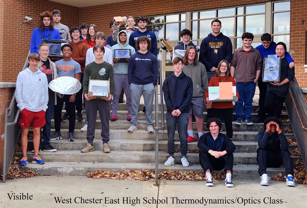WestChesterASD's tweet photo. East High School students studying Thermodynamics and Optics recently turned up the heat while completing their solar oven competition βοΈ
Check out these photos of the students with their projects, one shown in visible light and one thermal image! #WCASDEducates https://t.co/7YfX4X8Fpp