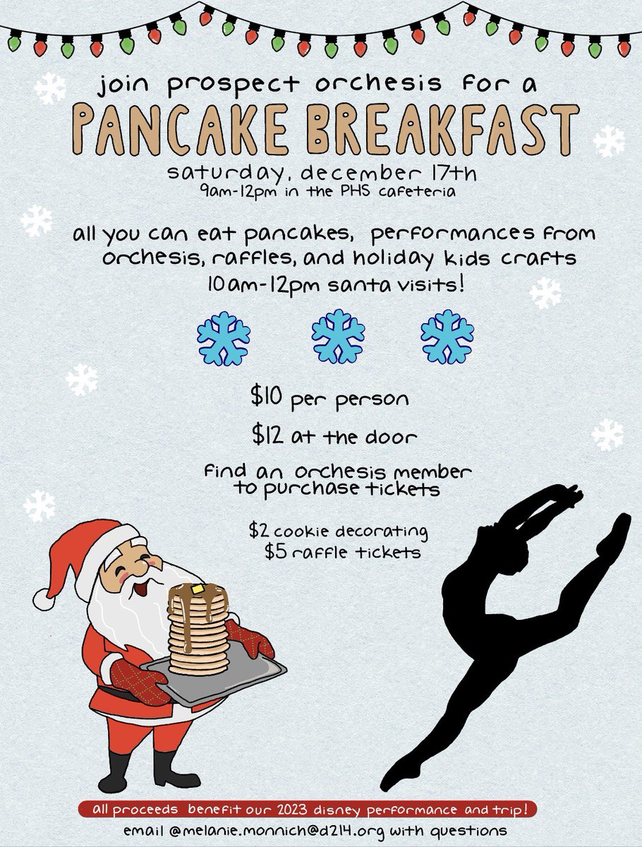 Our first annual Holiday Pancake Breakfast! Find an orchesis member to purchase tickets! 🎅🏼🎁🎄