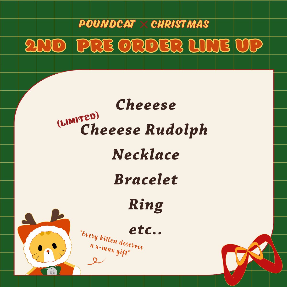 allforskzph's tweet photo. Every Kitten Deserves a X-mas Gift🐈‍⬛ 
Special Collaboration

@allforskzph @strayselling X @poundcat_

2022.12.15 22:25KST ~ 2022.12.21 22:25KST

* Rudolph Cheese is only available during this pre-order period

COMING SOON https://t.co/E0u0JFYK9X