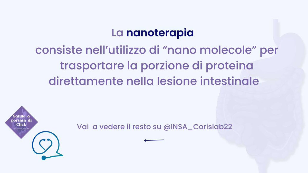 SPC_Corislab22's tweet photo. Rapporto tra IBD e tecnologie! 
Oggi, per contrastare il #morbodicrohn, oltre alle terapie medicinali, è possibile ricorrere alla #nanoterapia. 
Per scoprirne di più vai sul nostro ig e su quello di @INSA_corislab22 💜🤝🏻💙 https://t.co/Wyi1Q1PGgH