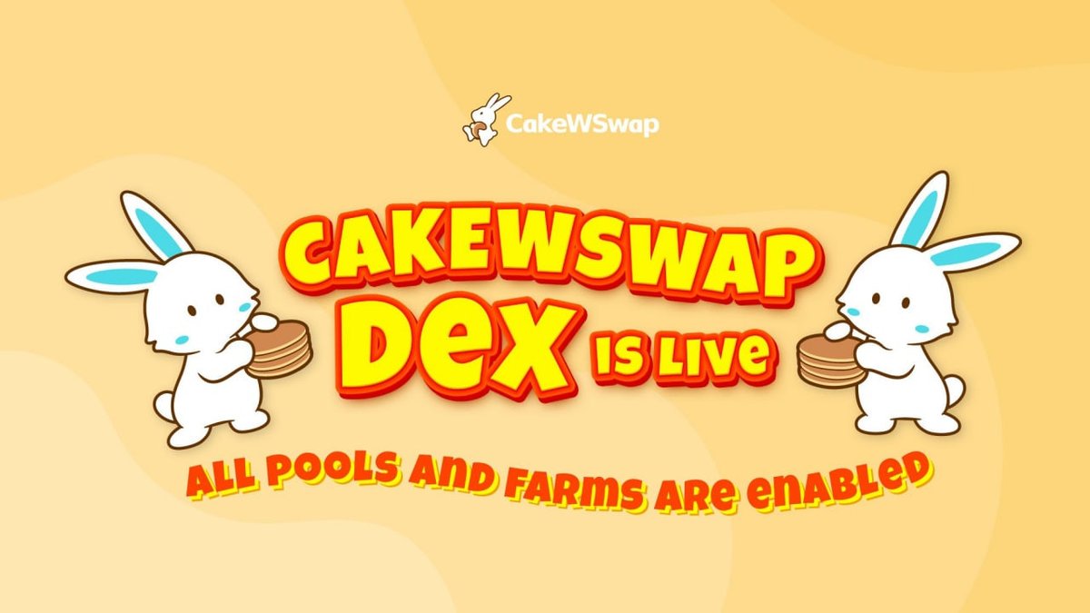 cakewswap's tweet photo. CakeWSwap DEX is live 🧑‍🌾🔽

All pools and farms are enabled🔥

That you can now select the tokens and the pools/farms you want to follow, regardless of the balance you may hold!

✅BNB-CAKEW (starting APR: 275,364.33%)

Join farm/pool👇
https://t.co/xACbkc61c2

#BSC #ETHW #CAKEW https://t.co/OCcQN4BhqA