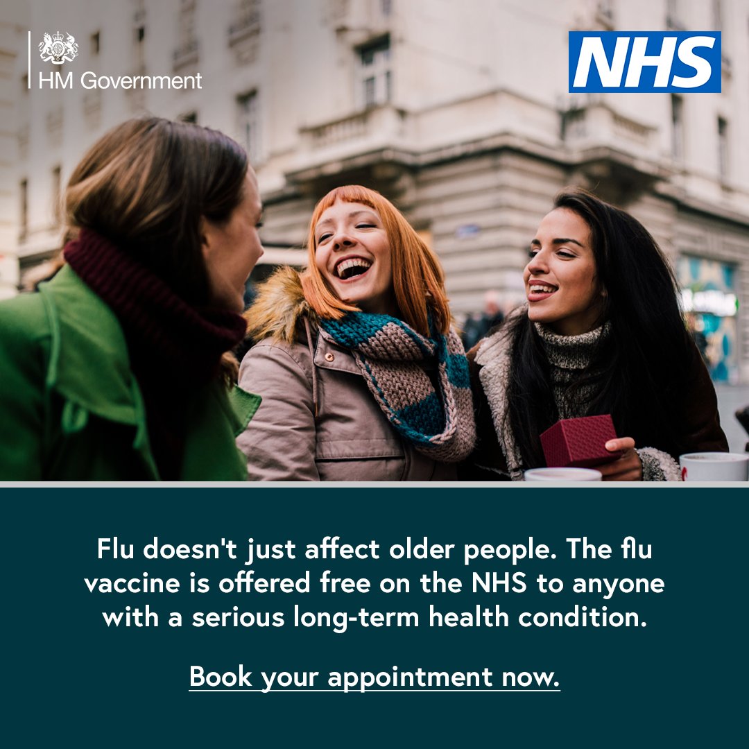 COVID-19 and flu spread more easily in winter and can both cause serious illness. So, if you’re eligible, make sure you have your free flu vaccine and the COVID-19 booster this winter.

Find out how to book at nhs.uk/wintervaccinat…