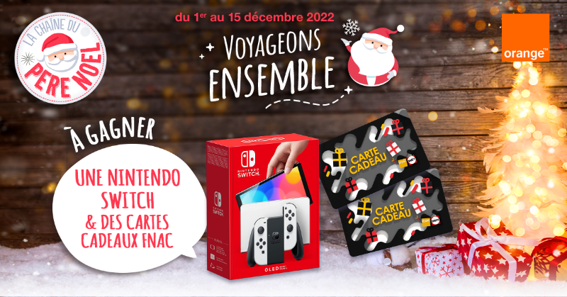 OrangeTV_fr's tweet photo. [#JeuConcours]  La @ChaineNoel en #exclusivité pour les abonnés de la TV d'#Orange vous offre de supers #cadeaux! 🎁

Tentez de remporter 1 #Nintendo #Switch et des cartes cadeaux #Fnac !
Vite c'est par ici 👇