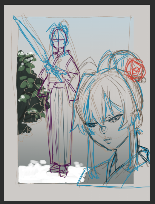 ワン君(マスター)バージョンも描きたいなぁと。男の資料少ないのよね 