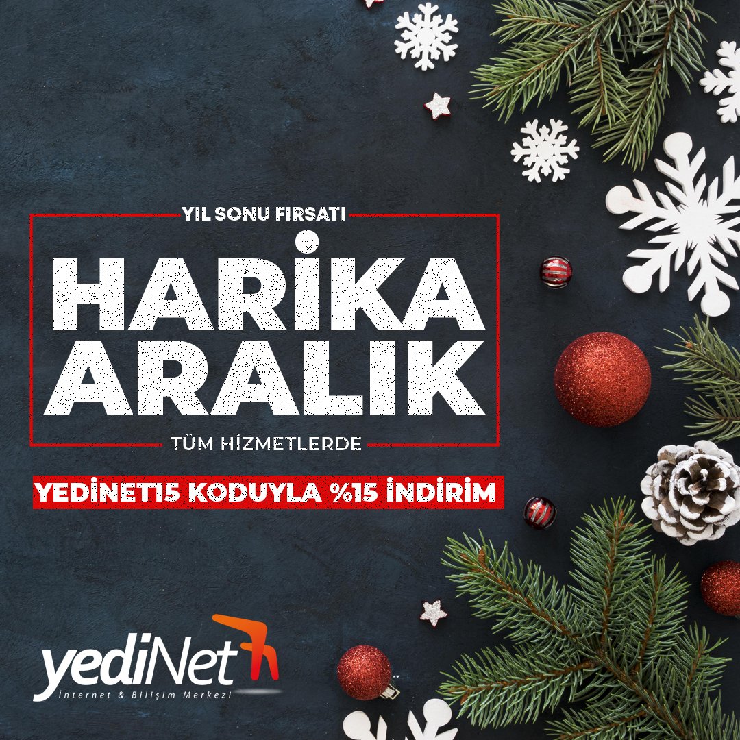 Harika Aralık harika İndirim.✅
💨Harika fikirleriniz için tüm hizmetlerde indirim. YEDİNET15 kodu ile tüm hizmetler yıl sonuna kadar %15 indirimli. 🌐
#yedinet #windows #linux #teknoloji #yilsonuindirimi #eposta #hosting #güvenlik #ssl #yerli #indirim #vds #internettekieviniz