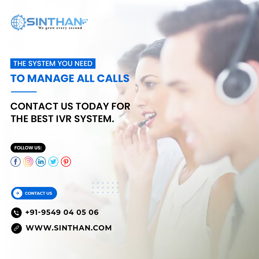 SinthanTechno's tweet photo. #InteractiveVoiceResponse (#IVR) is an automated system designed to help customers dial in through speech recognition or pad dialing.
#IVR_System helps combat long wait times, unsatisfied & confused clients, & employee workload.
Get Yours Now:
๐ฑ:+91-9549040506
#callsolution https://t.co/iiLoALs8cg