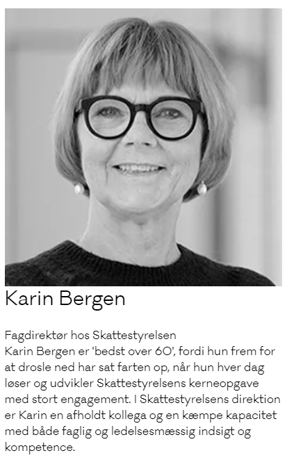 AllanLarsen44's tweet photo. @djoef har fået den brillante ide at fremhæve erfarne, kloge hoveder over 60, som gør en forskel - én af de udvalgte er @skattestyrelsen fagdirektør Karin Bergen; chef for årsopgørelsen/forskudsopg + 1100 mennesker. #dkmedier https://t.co/pVp2D9XIeY https://t.co/9nGQlVAWRj