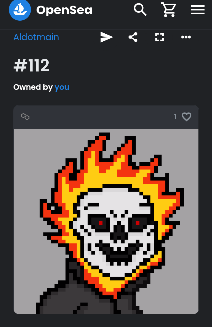 Collection name: Aldotmain
Network : Polygon 
Name Item: #112
Price : 0.008 ETH
No gas fee
Available on Opensea
Homemade✍️

Link:
opensea.io/assets/matic/0…

#OpenSeaNFT #opensea #NFTCommunity #nftcollector #NFTCollection #nftart #NFT #NFTspace #NFTshill