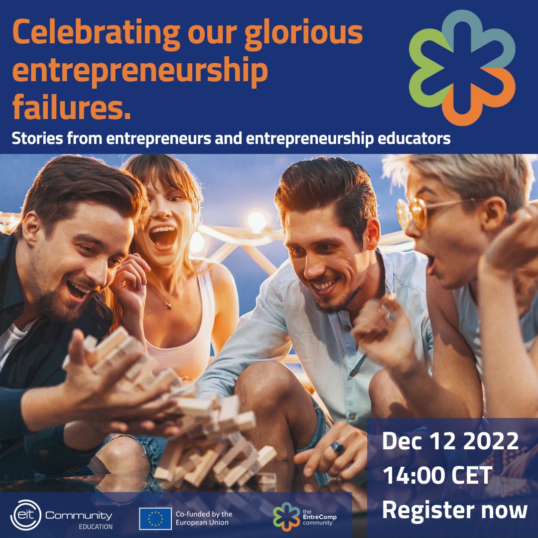 📣On December 12th   
The EIT Community for Entrepreneurship Educators is hosting 𝐚𝐧 𝐨𝐧𝐥𝐢𝐧𝐞 𝐞𝐯𝐞𝐧𝐭 𝐟𝐨𝐜𝐮𝐬𝐢𝐧𝐠 𝐨𝐧 𝐭𝐡𝐞 𝐠𝐥𝐨𝐫𝐢𝐨𝐮𝐬 𝐟𝐚𝐢𝐥𝐮𝐫𝐞 𝐬𝐭𝐨𝐫𝐢𝐞𝐬. 
REGISTER HERE ▶︎ bit.ly/GloriousFailure