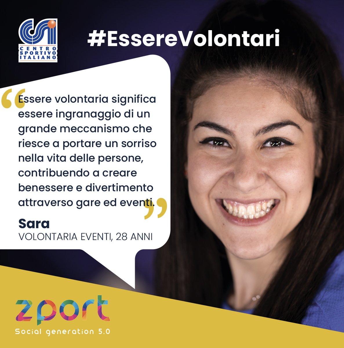CSInazionale's tweet photo. #EssereVolontari significa essere ingranaggio di un grande meccanismo che riesce a portare un sorriso nella vita delle persone, contribuendo a creare benessere e divertimento.
#ZPORT Social Generation 5.0 - finanziato dal Ministero del Lavoro e delle Politiche Sociali https://t.co/OqigMPtqW9