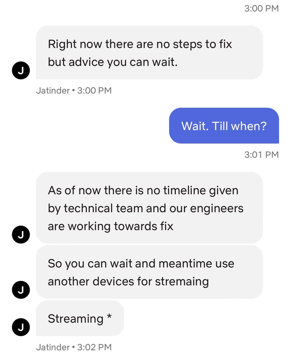 CoachKriti's tweet photo. @NetflixIndia 2.5Months for an issue raised and still #netflixindia don’t have any solution!
Quite pathetic.We’re charged but the streaming cannot be done on TV. How do one watch with family?
No timeline to resolve. #patheticservicenetflix #badcustomerexperinece #netflixsupport https://t.co/CxWwpTKyrd